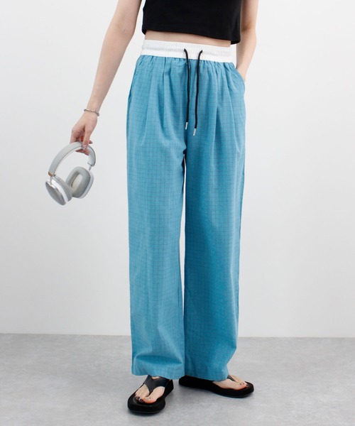 ABYS(アビス)の「チェックワイドイージーパンツ(その他パンツ・レディース・ブラウン/ブルー/ブラック/ネイビー・LARGE/MEDIUM)」の7枚目の写真