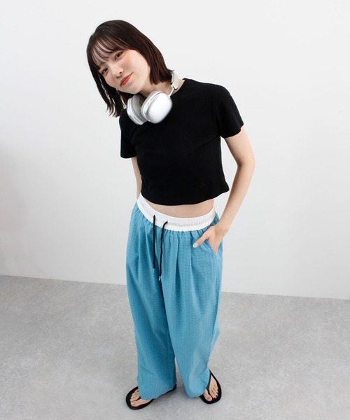 ABYS(アビス)の「チェックワイドイージーパンツ(その他パンツ・レディース・ブラウン/ブルー/ブラック/ネイビー・LARGE/MEDIUM)」の10枚目の写真