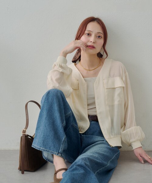 DISCOAT(ディスコート)の「【Noka】シアースタッズ使いブルゾン(ブルゾン・レディース・ブラック/アイボリー・FREE)」の7枚目の写真