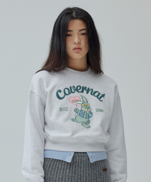 COVERNAT WOMAN(カバーナットウーマン)の「ウィメンズクロップクローバーニ刺繍スウェットヘザーグレー(スウェット・レディース・その他・WS/WM)」の1枚目の写真