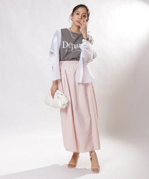 JUSGLITTY（ジャスグリッティー）の「リネンライクシアースカート（スカート・レディース・サックスブルー/ピンク/ベージュ・0/1/2）」の10枚目の写真