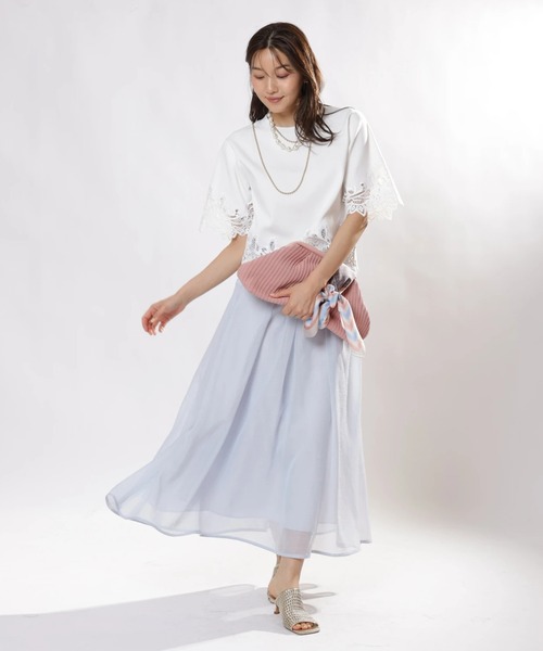 JUSGLITTY（ジャスグリッティー）の「リネンライクシアースカート（スカート・レディース・サックスブルー/ピンク/ベージュ・0/1/2）」の13枚目の写真