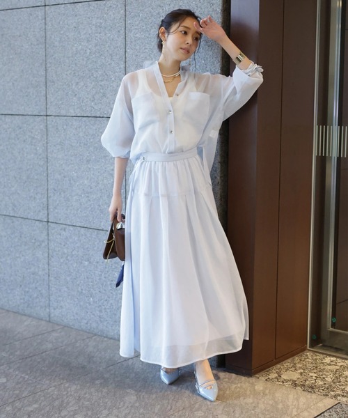 JUSGLITTY（ジャスグリッティー）の「リネンライクシアースカート（スカート・レディース・サックスブルー/ピンク/ベージュ・0/1/2）」の14枚目の写真