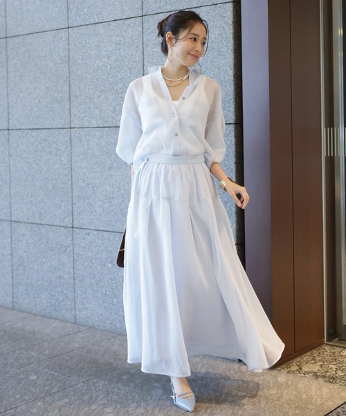 JUSGLITTY（ジャスグリッティー）の「リネンライクシアースカート（スカート・レディース・サックスブルー/ピンク/ベージュ・0/1/2）」の16枚目の写真