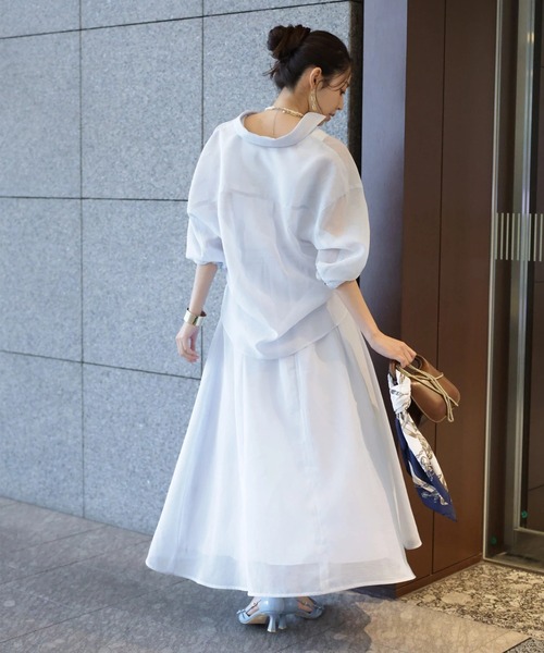 JUSGLITTY（ジャスグリッティー）の「リネンライクシアースカート（スカート・レディース・サックスブルー/ピンク/ベージュ・0/1/2）」の17枚目の写真