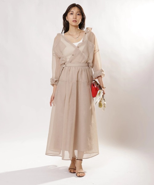 JUSGLITTY（ジャスグリッティー）の「リネンライクシアースカート（スカート・レディース・サックスブルー/ピンク/ベージュ・0/1/2）」の18枚目の写真