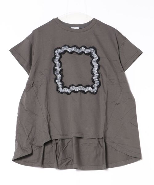 unica（ユニカ）の「フレームデザインTシャツ  laides（Tシャツ/カットソー・レディース・チャコール/オフホワイト・F）」の2枚目の写真