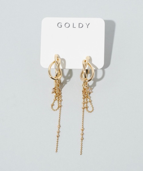 GOLDY（ゴールディ）の「ハング チェーン × ノット フープ イヤリング（イヤリング・レディース・ゴールド/シルバー×ゴールド/シルバー・FREE）」の4枚目の写真