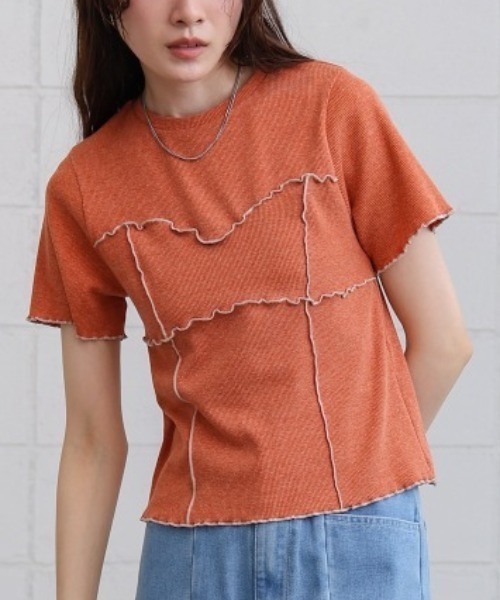 Bab（バブ）の「ビスチェライク配色メロウカットソー（Tシャツ/カットソー・レディース・ブラック/アイボリー/レッド/チャコールグレー・FREE）」の4枚目の写真