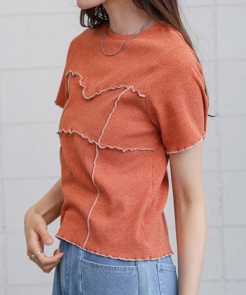 Bab（バブ）の「ビスチェライク配色メロウカットソー（Tシャツ/カットソー・レディース・ブラック/アイボリー/レッド/チャコールグレー・FREE）」の16枚目の写真