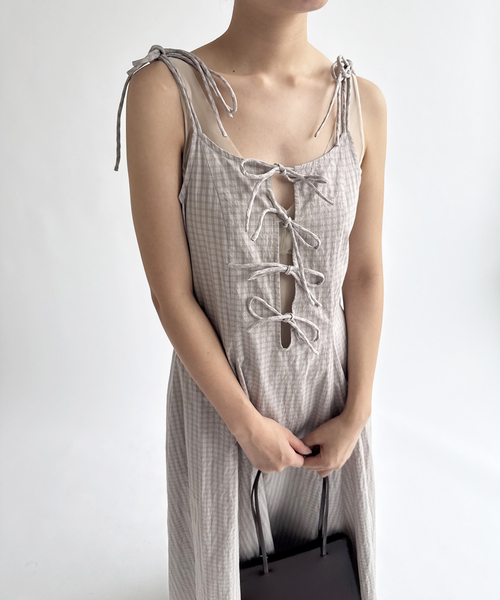 EDIT. FOR LULU（エディットフォールル）の「チェックキャミソールドレス（ワンピース・レディース・ネイビー/チャコールグレー・FREE）」の9枚目の写真