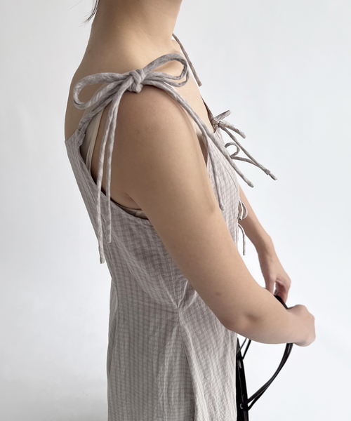 EDIT. FOR LULU（エディットフォールル）の「チェックキャミソールドレス（ワンピース・レディース・ネイビー/チャコールグレー・FREE）」の8枚目の写真