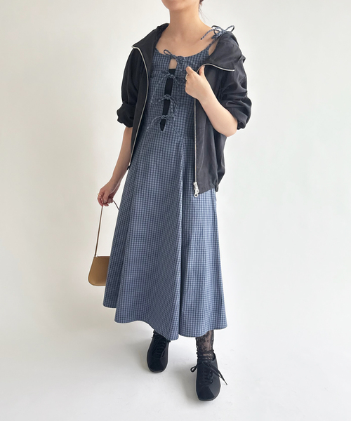 EDIT. FOR LULU（エディットフォールル）の「チェックキャミソールドレス（ワンピース・レディース・ネイビー/チャコールグレー・FREE）」の20枚目の写真