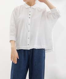 6分袖裾フリルクロップドシャツ