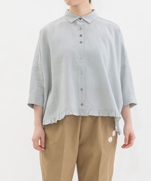 6分袖裾フリルクロップドシャツ