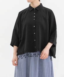6分袖裾フリルクロップドシャツ