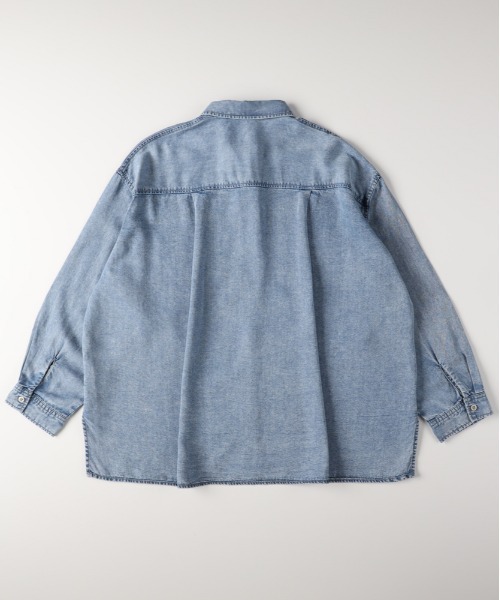 Right-on(ライトオン)の「HONEYSUCKLE ROSE(ハニーサックルローズ)COOLTOUCHデニムビッグシャツ(シャツ/ブラウス・レディース・ダークインディゴブルー/ブラック/ライトインディゴブルー・L/M)」の6枚目の写真