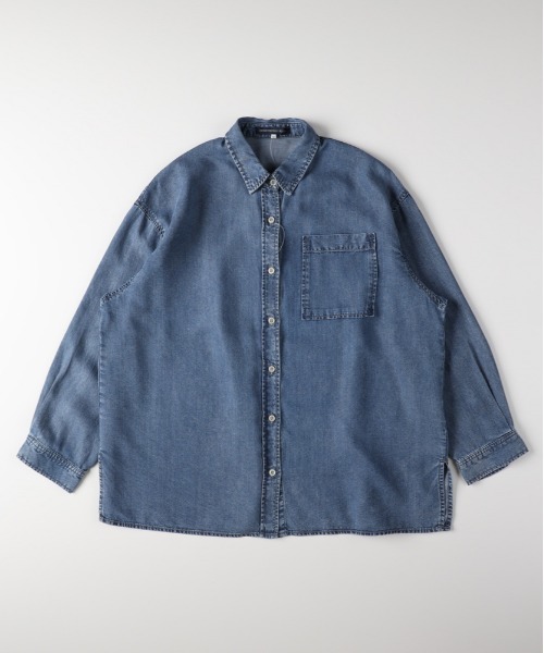 Right-on(ライトオン)の「HONEYSUCKLE ROSE(ハニーサックルローズ)COOLTOUCHデニムビッグシャツ(シャツ/ブラウス・レディース・ダークインディゴブルー/ブラック/ライトインディゴブルー・L/M)」の12枚目の写真