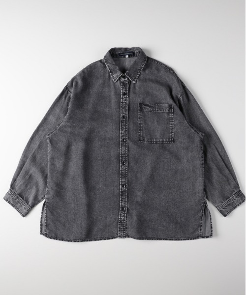 Right-on(ライトオン)の「HONEYSUCKLE ROSE(ハニーサックルローズ)COOLTOUCHデニムビッグシャツ(シャツ/ブラウス・レディース・ダークインディゴブルー/ブラック/ライトインディゴブルー・L/M)」の14枚目の写真