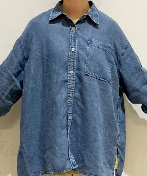Right-on(ライトオン)の「HONEYSUCKLE ROSE(ハニーサックルローズ)COOLTOUCHデニムビッグシャツ(シャツ/ブラウス・レディース・ダークインディゴブルー/ブラック/ライトインディゴブルー・L/M)」の15枚目の写真