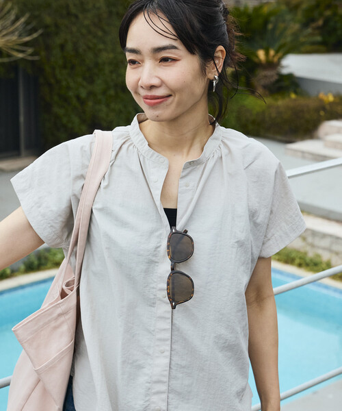FREAK'S STORE(フリークスストア)の「NANGA × FREAK'S STORE/ナンガ 別注 ナイロンタッサー フレンチスリーブシャツ(シャツ/ブラウス・レディース・ブラック/ピンク/ベージュ・フリ-)」の11枚目の写真