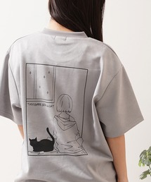 ガール＆ネコ フェイクスエード ルーズTee / Girls & Cats Faux Suede Loose-Fit T-Shirt