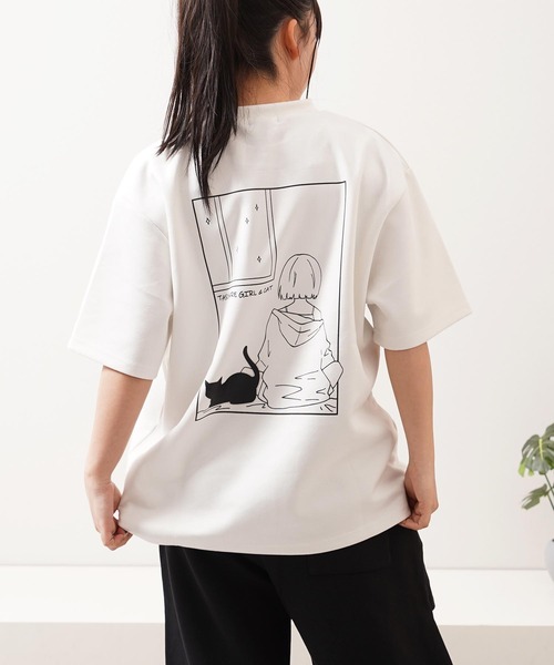 1111clothing(ワンフォークロージング)の「ガール&ネコ フェイクスエード ルーズTee / Girls & Cats Faux Suede Loose-Fit T-Shirt(Tシャツ/カットソー・メンズ・オフホワイト/グレー/ブラック・M/L)」の8枚目の写真
