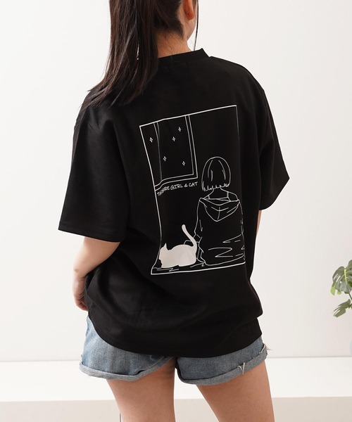 1111clothing(ワンフォークロージング)の「ガール&ネコ フェイクスエード ルーズTee / Girls & Cats Faux Suede Loose-Fit T-Shirt(Tシャツ/カットソー・メンズ・オフホワイト/グレー/ブラック・M/L)」の15枚目の写真