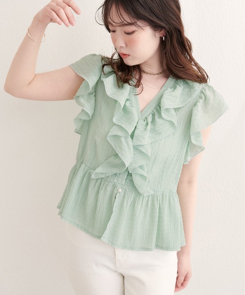 natural couture(ナチュラルクチュール)の「ドットフリルブラウス(シャツ/ブラウス・レディース・ブラック/オフホワイト/ピンク/ミント/ブルー系その他/ブラック系その他・FREE)」の17枚目の写真
