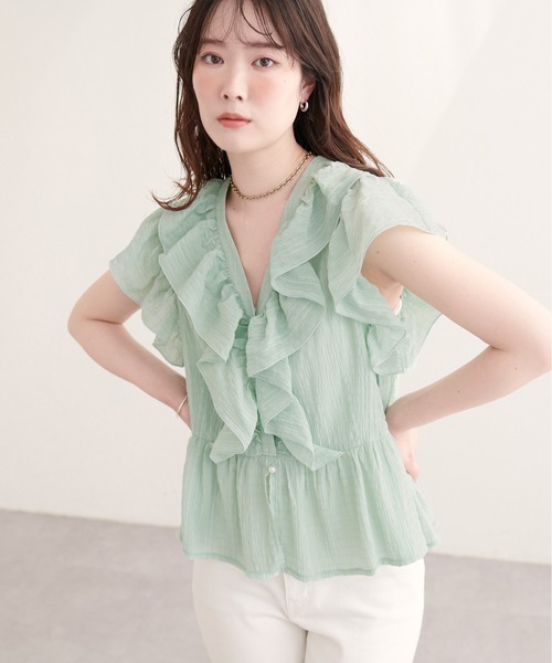natural couture(ナチュラルクチュール)の「ドットフリルブラウス(シャツ/ブラウス・レディース・ブラック/オフホワイト/ピンク/ミント/ブルー系その他/ブラック系その他・FREE)」の18枚目の写真