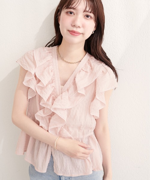 natural couture(ナチュラルクチュール)の「ドットフリルブラウス(シャツ/ブラウス・レディース・ブラック/オフホワイト/ピンク/ミント/ブルー系その他/ブラック系その他・FREE)」の8枚目の写真