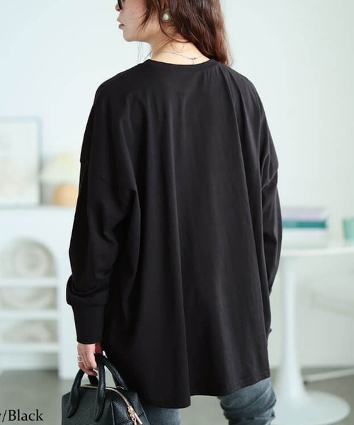 GOLDJAPAN(ゴールドジャパン)の「ラウンドヘムコットンプルオーバー【大きいサイズ対応】(Tシャツ/カットソー・レディース・ブラック/カーキ/モカ/チャコールグレー・4L~5L/LL~3L)」の1枚目の写真