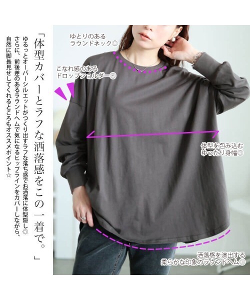 GOLDJAPAN(ゴールドジャパン)の「ラウンドヘムコットンプルオーバー【大きいサイズ対応】(Tシャツ/カットソー・レディース・ブラック/カーキ/モカ/チャコールグレー・4L~5L/LL~3L)」の6枚目の写真
