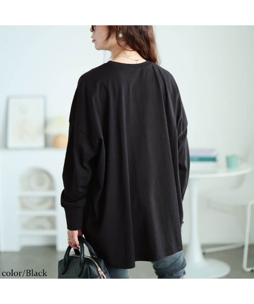 GOLDJAPAN(ゴールドジャパン)の「ラウンドヘムコットンプルオーバー【大きいサイズ対応】(Tシャツ/カットソー・レディース・ブラック/カーキ/モカ/チャコールグレー・4L~5L/LL~3L)」の15枚目の写真