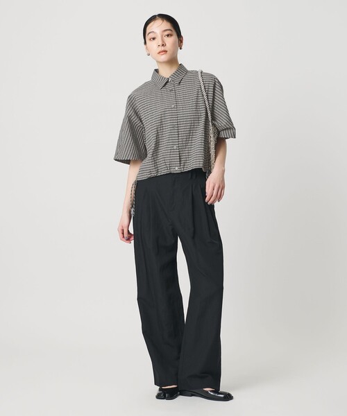 BEAUTY&YOUTH UNITED ARROWS（ビューティーアンドユースユナイテッドアローズ）の「チェック ドローストリング シャツ ウォッシャブル（シャツ/ブラウス・レディース・ライトグレー/ネイビー/モカ・FREE）」の2枚目の写真