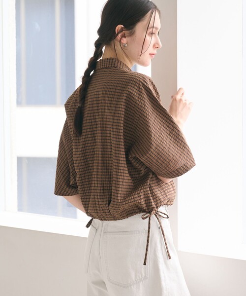 BEAUTY&YOUTH UNITED ARROWS（ビューティーアンドユースユナイテッドアローズ）の「チェック ドローストリング シャツ ウォッシャブル（シャツ/ブラウス・レディース・ライトグレー/ネイビー/モカ・FREE）」の17枚目の写真