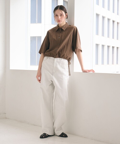 BEAUTY&YOUTH UNITED ARROWS（ビューティーアンドユースユナイテッドアローズ）の「チェック ドローストリング シャツ ウォッシャブル（シャツ/ブラウス・レディース・ライトグレー/ネイビー/モカ・FREE）」の18枚目の写真