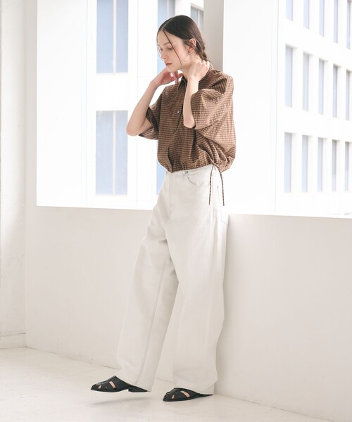 BEAUTY&YOUTH UNITED ARROWS（ビューティーアンドユースユナイテッドアローズ）の「チェック ドローストリング シャツ ウォッシャブル（シャツ/ブラウス・レディース・ライトグレー/ネイビー/モカ・FREE）」の19枚目の写真