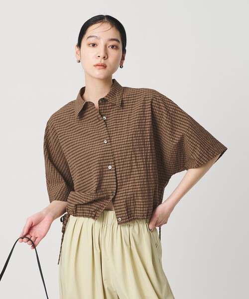 BEAUTY&YOUTH UNITED ARROWS（ビューティーアンドユースユナイテッドアローズ）の「チェック ドローストリング シャツ ウォッシャブル（シャツ/ブラウス・レディース・ライトグレー/ネイビー/モカ・FREE）」の20枚目の写真