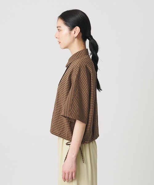BEAUTY&YOUTH UNITED ARROWS（ビューティーアンドユースユナイテッドアローズ）の「チェック ドローストリング シャツ ウォッシャブル（シャツ/ブラウス・レディース・ライトグレー/ネイビー/モカ・FREE）」の5枚目の写真