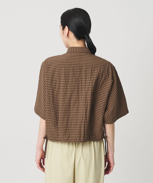 BEAUTY&YOUTH UNITED ARROWS（ビューティーアンドユースユナイテッドアローズ）の「チェック ドローストリング シャツ ウォッシャブル（シャツ/ブラウス・レディース・ライトグレー/ネイビー/モカ・FREE）」の6枚目の写真
