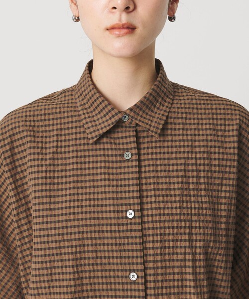 BEAUTY&YOUTH UNITED ARROWS（ビューティーアンドユースユナイテッドアローズ）の「チェック ドローストリング シャツ ウォッシャブル（シャツ/ブラウス・レディース・ライトグレー/ネイビー/モカ・FREE）」の7枚目の写真