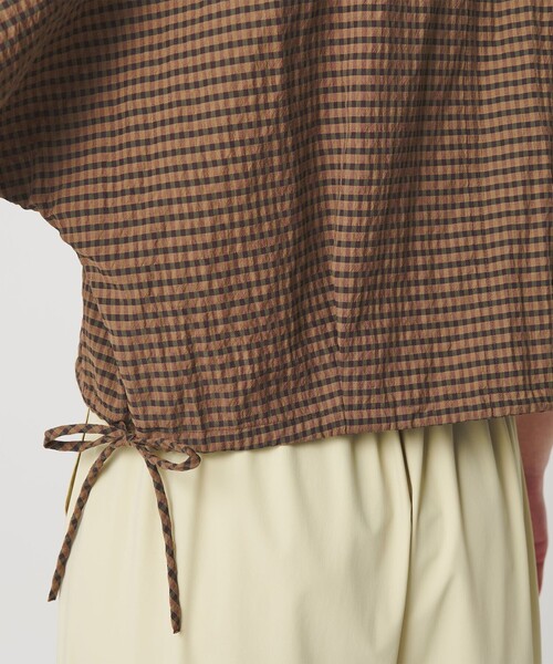 BEAUTY&YOUTH UNITED ARROWS（ビューティーアンドユースユナイテッドアローズ）の「チェック ドローストリング シャツ ウォッシャブル（シャツ/ブラウス・レディース・ライトグレー/ネイビー/モカ・FREE）」の9枚目の写真