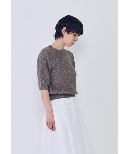 1er Arrondissement(プルミエアロンディスモン)の「ラメノットコットンハーフスリーブニット(ニット/セーター・レディース・ベージュ系その他/イエロー系その他5・FREE)」の1枚目の写真