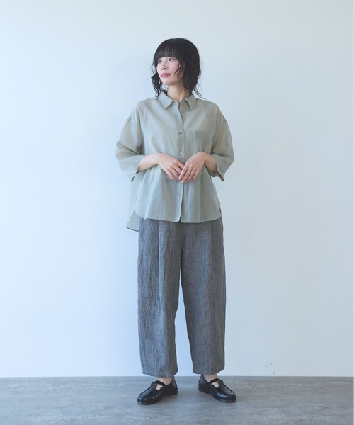 yuni（ユニ　）の「C/Si short shirt（シャツ/ブラウス・レディース・ピンク/カーキ/チャコールグレー・FREE）」の12枚目の写真