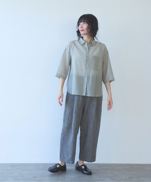yuni（ユニ　）の「C/Si short shirt（シャツ/ブラウス・レディース・ピンク/カーキ/チャコールグレー・FREE）」の13枚目の写真