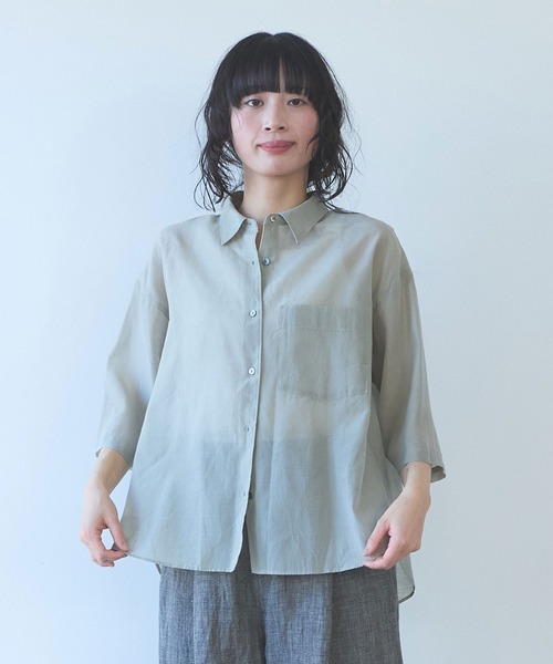 yuni（ユニ　）の「C/Si short shirt（シャツ/ブラウス・レディース・ピンク/カーキ/チャコールグレー・FREE）」の16枚目の写真