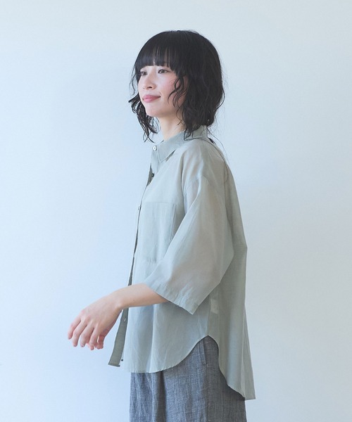 yuni（ユニ　）の「C/Si short shirt（シャツ/ブラウス・レディース・ピンク/カーキ/チャコールグレー・FREE）」の17枚目の写真