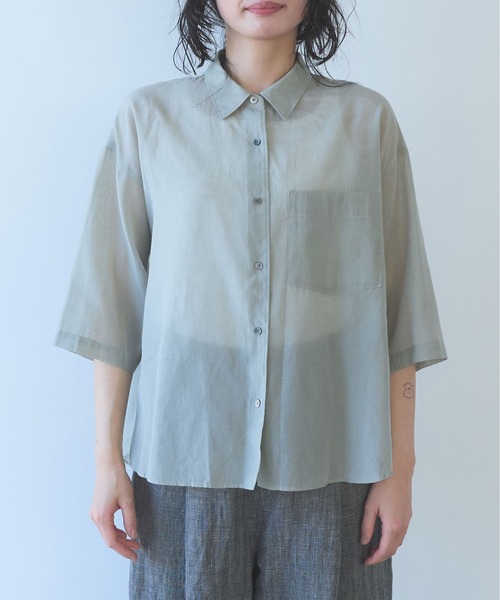 yuni（ユニ　）の「C/Si short shirt（シャツ/ブラウス・レディース・ピンク/カーキ/チャコールグレー・FREE）」の20枚目の写真