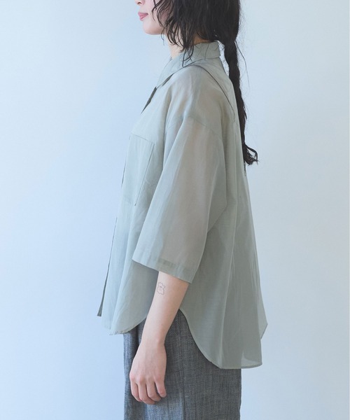 yuni（ユニ　）の「C/Si short shirt（シャツ/ブラウス・レディース・ピンク/カーキ/チャコールグレー・FREE）」の21枚目の写真